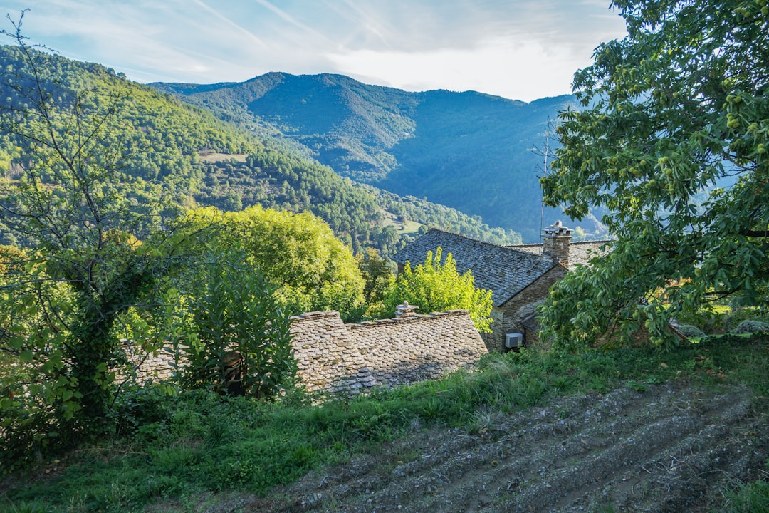 Borgo medievale in Umbria con pietra rosa e verde intenso
